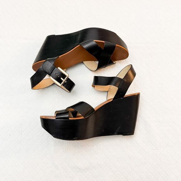 Michael Kors Peggy Wedge Open Toe Platform Sandal Size 10 - Picture 2 of 7